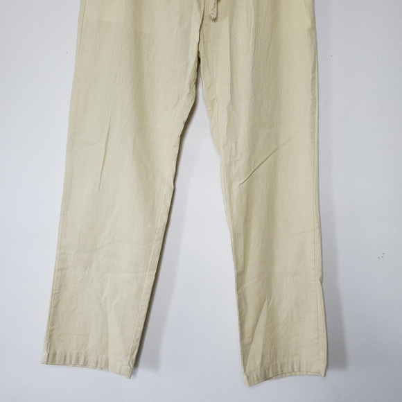 Sir 7 Studio Womens Flax Cotton Pull On Elastic Waist Pants Size M beige Stretch - Picture 5 of 12